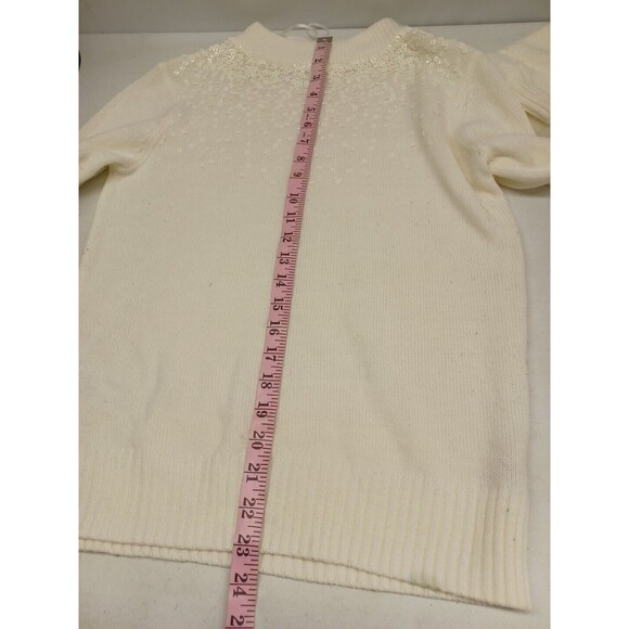Vintage Juicy Couture Women's White Ivory Sequined Mock neck Sweater Sz M - Picture 6 of 8